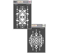 CrafTreat Pochoirs aztèques réutilisables pour la peinture - Motif aztèque 1 et motif aztèque 2 - Lot de 2 - A4 (8,3 x 11,7 pouces) - Pochoirs d'art et d'artisanat pour la décoration de la maison