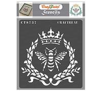 CrafTreat Pochoirs d'abeille réutilisables pour la peinture - Reine des abeilles (15,2 x 15,2 cm) Pochoirs DIY pour peindre sur bois, vêtements, murs, meubles, décoration d'intérieur