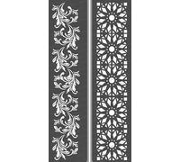 CrafTreat Pochoirs de bordure de fleurs réutilisables pour la peinture - Border5 et Border6 - Lot de 2 - 7,6 x 30,5 cm - Pochoirs de bordure pour travaux manuels et travaux manuels