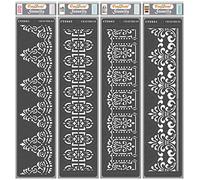 CrafTreat Pochoirs de bordure réutilisables pour la peinture - 4 pièces de bordure de 7,6 x 30,5 cm - Pochoirs de bordure murale pour peindre les murs - Pochoirs de bordure décorative