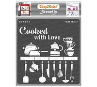 CrafTreat Pochoirs de cuisine réutilisables pour peinture - Cuit avec amour - 15,2 x 15,2 cm - Pochoirs d'art et d'artisanat pour la décoration de la maison - Citations de cuisine