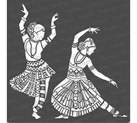 CrafTreat Pochoirs de danse indienne réutilisables pour la peinture - Pochoirs de danse indienne classique - 30,5 x 30,5 cm - Pochoirs de décoration d'intérieur au design indien