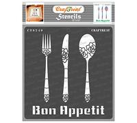 CrafTreat Pochoirs de décoration de cuisine réutilisables pour peinture - Bon appétit - 30,5 x 30,5 cm - Pochoirs de mots pour travaux manuels - Pochoir de décoration murale de fond