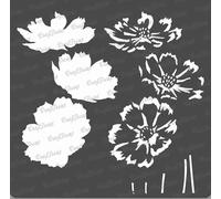 CrafTreat Pochoirs de fleurs Cosmos réutilisables en couches pour peindre le sol - Pochoir Cosmos en couches - 15,2 x 15,2 cm - Pochoirs d'art et d'artisanat DIY Fleurs et feuilles
