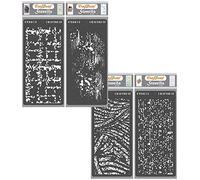 CrafTreat Pochoirs de journalisation artistiques réutilisables - Vieux tapis cousu, tourbillons usés et données numériques - Lot de 4 - 10,2 x 20,3 cm - Pochoirs aérographe texturés