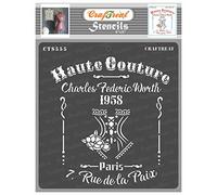 CrafTreat Pochoirs de mode réutilisables pour peinture et carrelage - Haute couture - 15,2 x 15,2 cm - Pochoirs d'art et d'artisanat pour la mode - Pochoir avec écriture française