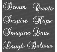 CrafTreat Pochoirs de mots réutilisables pour la peinture - Imagine Sentiments - 15,2 x 15,2 cm - Pochoirs d'art et d'artisanat pour la décoration de la maison - Pochoirs de journalisation