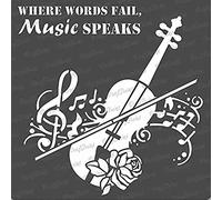 CrafTreat Pochoirs de musique réutilisables pour la peinture - La musique parle - 15,2 x 15,2 cm - Pochoirs d'art et d'artisanat pour la décoration de la maison - Pochoir pour violon