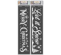 CrafTreat Pochoirs de Noël réutilisables pour peindre sur bois - Joyeux Noël et laissez-le neiger - 7,6 x 30,5 cm - Lot de 2 - Pochoirs de Noël pour travaux manuels