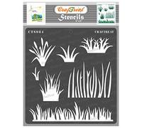 CrafTreat Pochoirs d'herbe réutilisables pour peindre sur bois, murs et carrelage - Pochoir d'herbe - 15,2 x 15,2 cm - Pochoirs d'art et d'artisanat - Pochoir de camouflage d'herbe