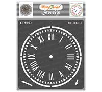 CrafTreat Pochoirs d'horloge réutilisables pour peindre sur bois, mur et carrelage - Horloge - 15,2 x 15,2 cm - Pochoirs d'art et d'artisanat - Pochoir de cadran d'horloge