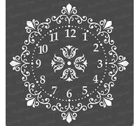CrafTreat Pochoirs d'horloge réutilisables pour peindre sur bois, murs et carrelage - Horloge décorée - 15,2 x 15,2 cm - Pochoirs d'art et d'artisanat - Pochoir de cadran d'horloge