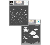CrafTreat Pochoirs étoiles réutilisables pour peindre des murs et des carreaux - Ciel étoilé et nuages et étoiles - Lot de 2 - 15,2 x 15,2 cm - Pochoirs artisanaux - Pochoir ciel étoilé