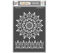 CrafTreat Pochoirs Mandala réutilisables pour la peinture - Mandala avec bordure - A4 (8,3 x 11,7 pouces) - Pochoir de bordure mandala pour la peinture - Pochoirs décoratifs