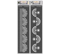 CrafTreat Pochoirs Mandala réutilisables pour peindre sur bois, murs et carrelage - Dot Mandala Border1 et Dot Mandala Border 2 - Lot de 2 - 7,6 x 30,5 cm - Pochoirs artisanaux