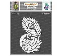 CrafTreat Pochoirs paon réutilisables pour peinture sur bois - Pochoir paon à plumes latérales - Taille : 15,2 x 15,2 cm - Pochoirs paon pour travaux manuels - Pochoir paon petit