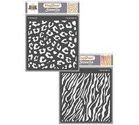 CrafTreat Pochoirs réutilisables à imprimé animal pour peinture - Peau de guépard et de zèbre (lot de 2) 15,2 x 15,2 cm - Pochoir à imprimé guépard pour décoration de gâteaux - Pochoir zèbre, léopard