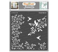 CrafTreat Pochoirs réutilisables en forme de branche d'oiseau pour peinture - Pochoir feuilles et branches - 15,2 x 15,2 cm - Pochoir d'art et d'artisanat avec branches et feuilles
