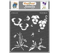 CrafTreat Pochoirs réutilisables en forme de pensée avec fleurs superposées pour peinture sur bois, mur, toile, papier - 15,2 x 15,2 cm - Pochoirs d'art et d'artisanat, fleurs et feuilles