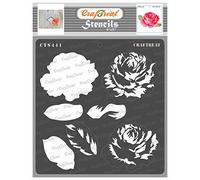 CrafTreat Pochoirs réutilisables en forme de pétale de rose pour peindre sur bois, tissu et sol - Rose en couches 3 - 15,2 x 15,2 cm - Pochoirs pour travaux manuels et travaux manuels