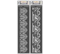 CrafTreat Pochoirs réutilisables pour bordure en dentelle pour peinture sur murs et carrelage - Bordure en dentelle 1 et 2 - Lot de 2 - 7,6 x 30,5 cm - Pochoirs d'art et d'artisanat, bordures