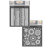 CrafTreat Pochoirs réutilisables pour peindre sur bois - Intercalaires à motifs et cercles à motifs - Lot de 2 - 15,2 x 15,2 cm - Pochoirs mixtes pour peinture sur tissu