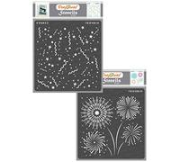 CrafTreat Pochoirs réutilisables pour peindre sur bois, murs et carrelage - Confettis et feux d'artifice - Lot de 2 - 15,2 x 15,2 cm - Pochoirs d'art et d'artisanat pour la décoration de la maison