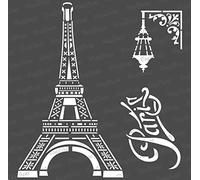 CrafTreat Pochoirs réutilisables Tour Eiffel pour peinture sur bois, mur et carrelage - Pochoir Paris - 30,5 x 30,5 cm - Pochoirs d'art et d'artisanat pour la décoration de la maison