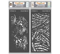 CrafTreat Pochoirs texturés réutilisables pour peindre sur bois - Déchets de peinture et tourbillons usés - Lot de 2 - 10,2 x 20,3 cm - Pochoir pour éclaboussures de peinture pour peinture sur tissu