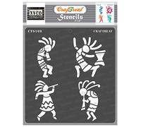 CrafTreat Pochoirs tribaux africains réutilisables pour peinture sur bois, murs et carrelage - Kokopelli - 15,2 x 15,2 cm - Pochoirs d'art et d'artisanat - Pochoir Kokopelli