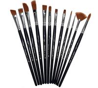 Crafts 4 ALL Pinceaux Peinture Acrylique, à l'huile, Aquarelle, Gouache - Lot de 12 Pinceaux de Qualité Professionnelle, Poils en Nylon, Fournitures Arts Plastiques