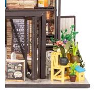 Crafts&Co® DIY Maison Miniature avec Meubles | Bricolage Maison de poupées Adulte | Kit Maison de poupées en Bois | Modèle Mini Maison en Bois avec lumière | 1:18 | Café Café Happiness