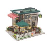 Crafts&Co® DIY Maison Miniature avec Meubles | Bricolage Maison de poupées Adulte | Kit Maison de poupées en Bois | Modèle Mini Maison en Bois avec lumière | 1:18 | Café Maison