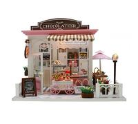 Crafts&Co® DIY Maison Miniature avec Meubles | Bricolage Maison de poupées Adulte | Kit Maison de poupées en Bois | Modèle Mini Maison en Bois avec lumière | 1:18 | Chocolatier