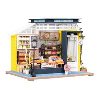 Crafts&Co® DIY Maison Miniature avec Meubles | Bricolage Maison de Poupées Adulte | Kit Maison de Poupées en Bois | Modèle Mini Maison en Bois avec Lumière | 1:18 | Boulangerie