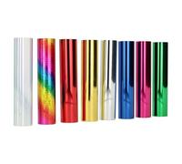 Crafts&Co®Hot Foil - Bleu Vert Rouge Arc-En-Ciel & Holographique DIY Set adapté au Scrapbooking & Cartes Nominatives | Lot de 8 | Film transfert/textile à Repasser sur Textile Hot Foil - 15 cm x 300cm