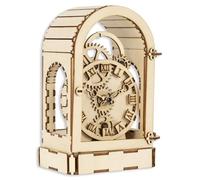 Crafts&Co® Maquette 3D en Bois à Construire | Puzzle en Bois 3D pour Adultes | Modelisme Maquette en Bois | Modèle d'Horloge 3D en Bois à Monter | Idéal comme Cadeau de Noël (Design Vintage)