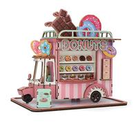 Crafts&Co® Puzzle en bois 3D en forme de voiture donut - Kit de construction miniature en bois pour adultes - Kit de bricolage créatif pour se détendre et décorer - Dimensions : 16 x 8 x 10 cm - Rose