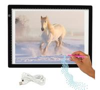 Crafts&Co® Table lumineuse A4 sans fil avec support | Plaque lumineuse A4 à intensité variable | Lightpad | Accessoires de peinture diamant | Planche à dessin avec USB | Lightpad 470 x 345 | Planche à