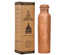 CRAFTS STUDIO Bouteille d'eau en cuivre pur, design martelé anti-fuite, grande bouteille d'eau ayurvédique en cuivre pur pour boire (1 l)