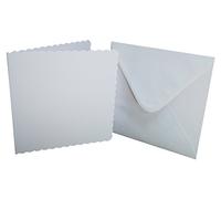 Crafts UK 839 25 festonné Cartes et enveloppes, Blanc, 8 x 20,3 cm