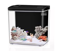 Craftsboys Kit de démarrage pour aquarium 4,5 L, petit aquarium Betta en acrylique avec lumières LED et filtre de fond (noir)