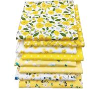 CraftsFabrics 8 pcs/lot 25 x 25 cm Jaune Floral Fat Quarters Bundle 100% coton sergé imprimé carrés de tissu artisanal prédécoupés pour le quilting, les arts, l'artisanat, les projets de bricolage