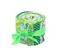 CraftsFabrics Lot de 20 rouleaux de gelée prédécoupées de 6,1 cm en tissu 100 % coton (6,1 x 106,7 cm) (pour matelassage, scrapbooking, arts et artisanat, projets de bricolage) (vert)