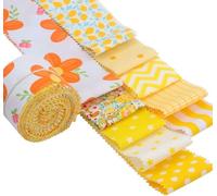 CraftsFabrics Lot de 20 rouleaux de tissu 100 % coton prédécoupés pour matelassage, scrapbooking, couture, arts et artisanat, patchwork, collage (jaune)