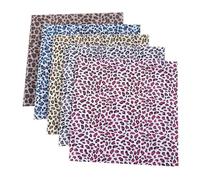 CraftsFabrics Lot de 5 carrés de tissu imprimé léopard 25 x 25 cm de large pour matelassage, scrapbooking, couture, arts et artisanat, vêtements pour bébé, chambre d'enfant