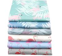 CraftsFabrics Lot de 6 feuilles de tissu prédécoupées 100 % coton Motif flamant rose 40 x 50 cm de large pour patchwork, couture, matelassage