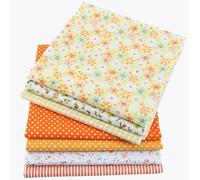 CraftsFabrics Lot de 7 morceaux de tissu 100 % coton imprimé floral multicolore pour bricolage, couture, matelassage, artisanat, patchwork (jaune), FNDY0111-07