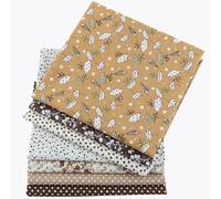 CraftsFabrics Lot de 7 pièces 100 % coton fin imprimé floral multicolore pour bricolage, couture, matelassage, artisanat, patchwork (marron) - 25,4 x 25,4 cm