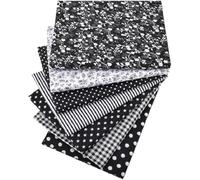 CraftsFabrics Lot de 7 pièces 100 % coton fin imprimé floral multicolore pour bricolage, couture, matelassage, artisanat, patchwork (noir)